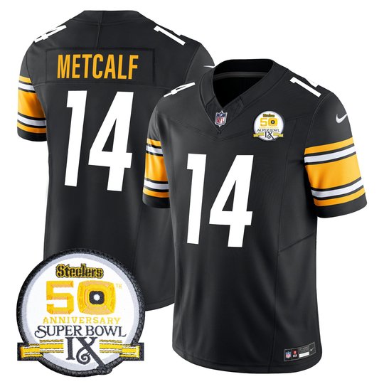 Men's Steelers 50th Anniversary Of Super Bowl IX Patch Vapor Limited Jersey - All Stitched
