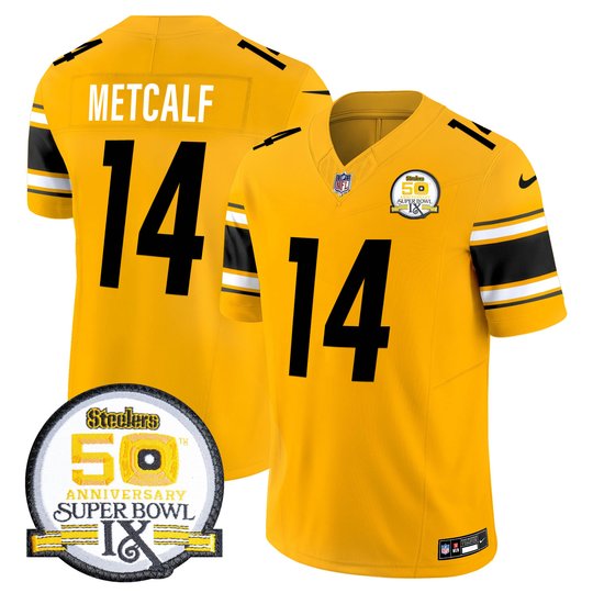 Men's Steelers 50th Anniversary Of Super Bowl IX Patch Vapor Limited Jersey - All Stitched