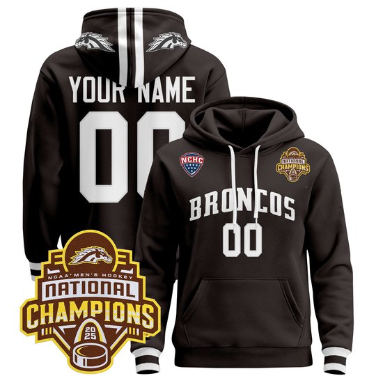 Western Michigan Broncos 2025 National Champions Patch Custom Pullover Hoodie - All Stitched