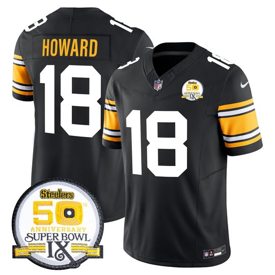 Men's Steelers 50th Anniversary Of Super Bowl IX Patch Vapor Limited Jersey - All Stitched
