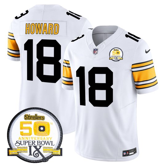 Men's Steelers 50th Anniversary Of Super Bowl IX Patch Vapor Limited Jersey - All Stitched