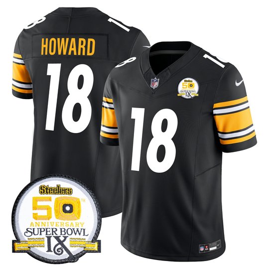 Men's Steelers 50th Anniversary Of Super Bowl IX Patch Vapor Limited Jersey - All Stitched