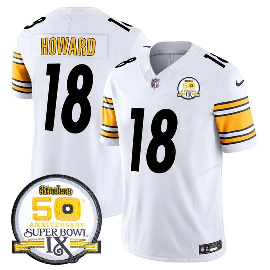 Men's Steelers 50th Anniversary Of Super Bowl IX Patch Vapor Limited Jersey - All Stitched