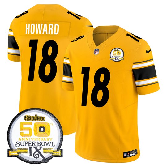 Men's Steelers 50th Anniversary Of Super Bowl IX Patch Vapor Limited Jersey - All Stitched