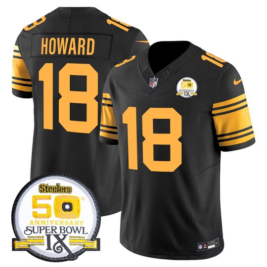 Men's Steelers 50th Anniversary Of Super Bowl IX Patch Vapor Limited Jersey - All Stitched