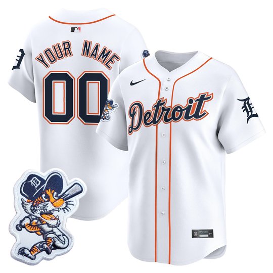 Detroit Tigers Paws Patch Vapor Premier Limited Custom Jersey - All Stitched