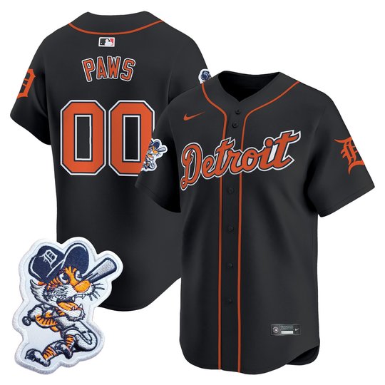 Men's Detroit Tigers Paws Patch Vapor Premier Limited Jersey - All Stitched