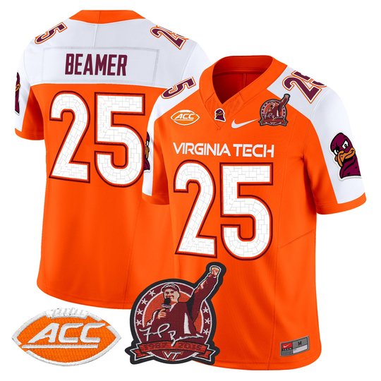 Men's Virginia Tech Hokies Coach Frank Beamer Patch 2025 Vapor Limited Jersey - All Stitched