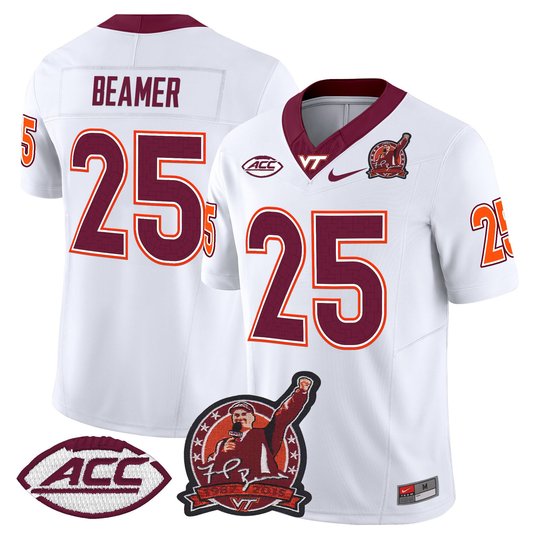 Men's Virginia Tech Hokies Coach Frank Beamer Patch 2025 Vapor Limited Jersey - All Stitched