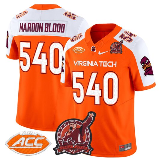 Men's Virginia Tech Hokies Coach Frank Beamer Patch 2025 Vapor Limited Jersey - All Stitched
