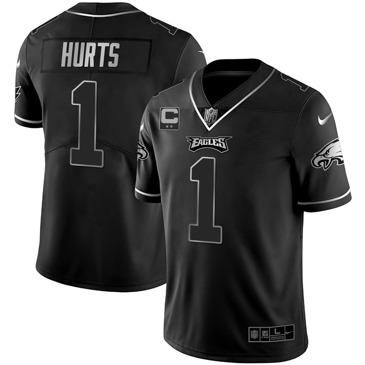 Men's Eagles Black Silver Limited Jersey - All Stitched