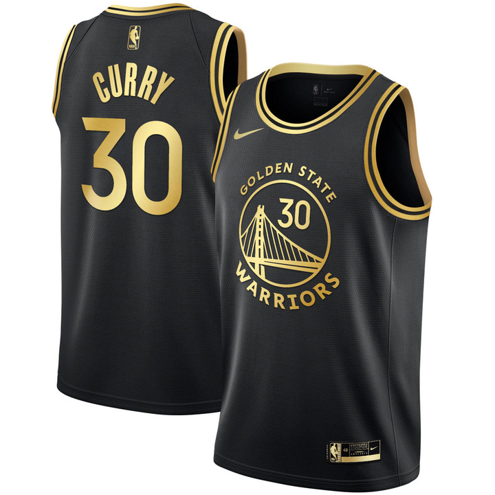 Stephen Curry Golden State Warriors White Gold & Black Gold Jersey - All Stitched