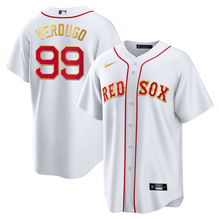 Men's Boston Red Sox Gold Trim Jersey - All Stitched