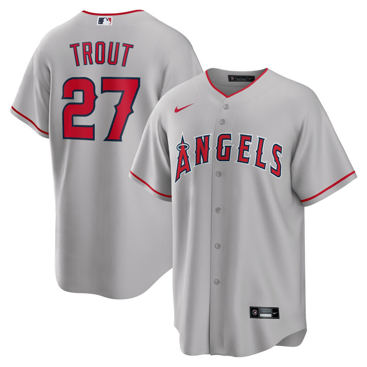 Men's Mike Trout Los Angeles Angels Gray Jersey - All Stitched