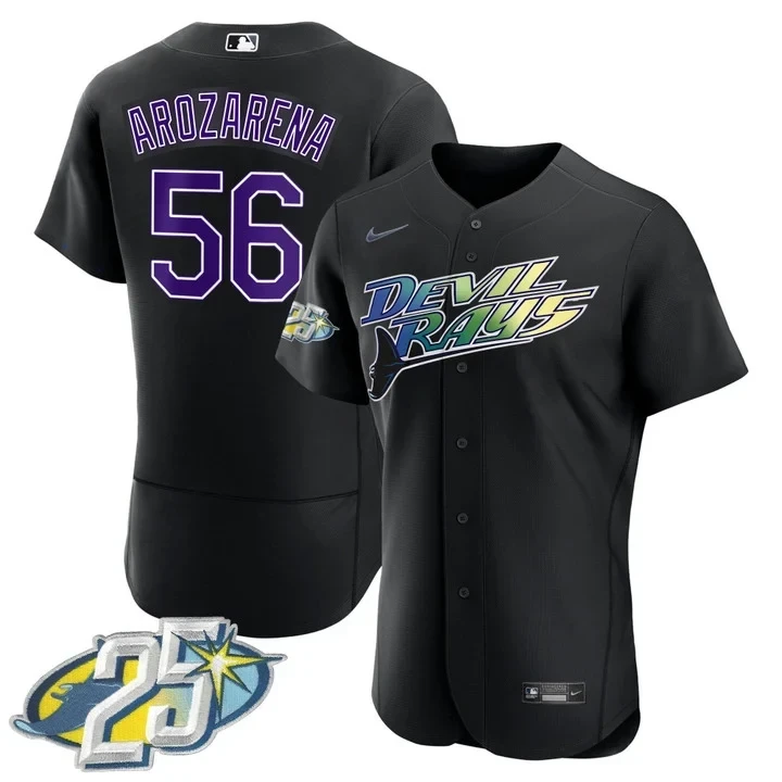 Randy Arozarena Tampa Bay Rays 25th Anniversary Black Jersey - All Stitched