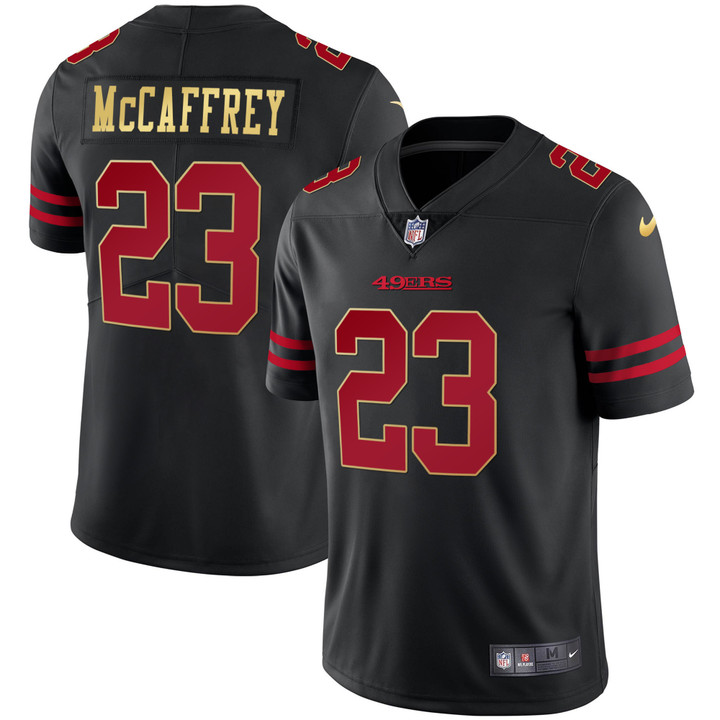 Men's 49ers Black Red Gold Blooded Jersey - All Stitched