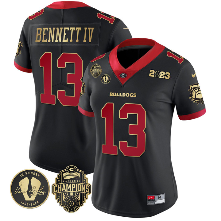 Women's Georgia Bulldogs 2023 Vince Dooley Patch Alternate Gold Jersey - All Stitched