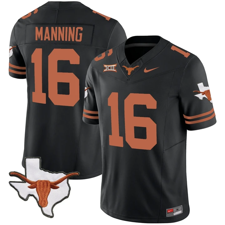 Arch Manning Texas Longhorns Black Jersey - All Stitched