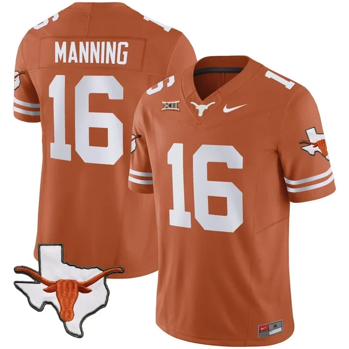 Arch Manning Texas Longhorns Orange Jersey - All Stitched