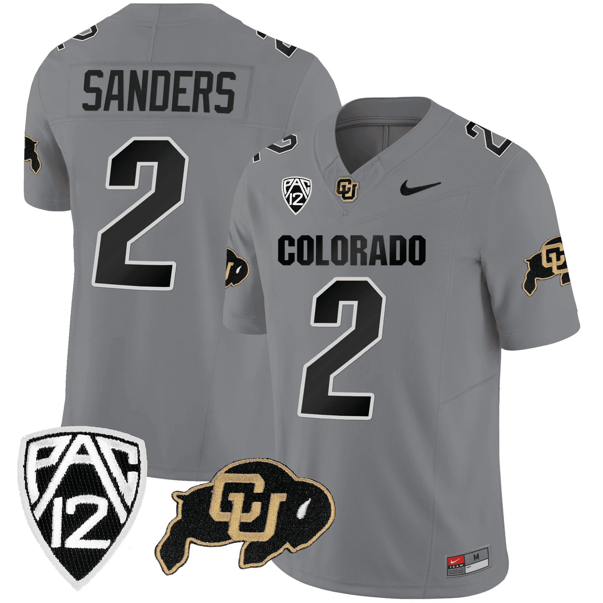 Shedeur Sanders Colorado Buffaloes Gray Jersey - All Stitched