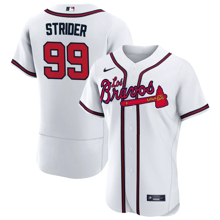 Spencer Strider Atlanta Braves Los Bravos White Jersey - All Stitched