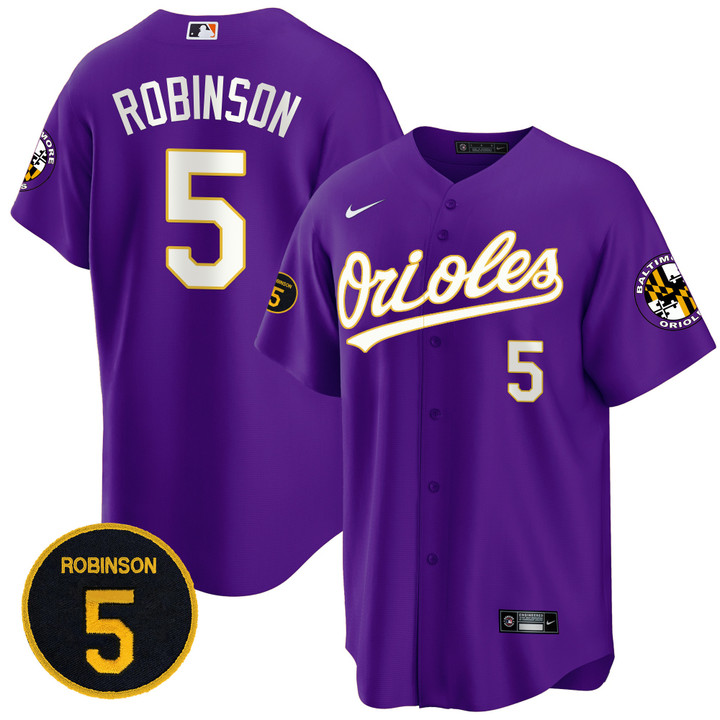 Baltimore Orioles Purple Robinson Patch Cool Base Jersey – All Stitched