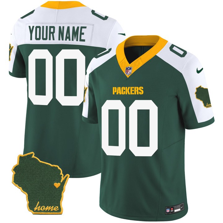 Packers Home Patch Vapor Custom Jersey V2 - All Stitched