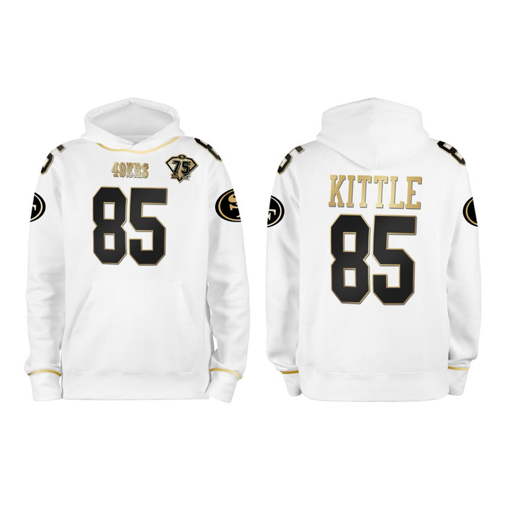 George Kittle San Francisco 49ers White Gold Hoodie