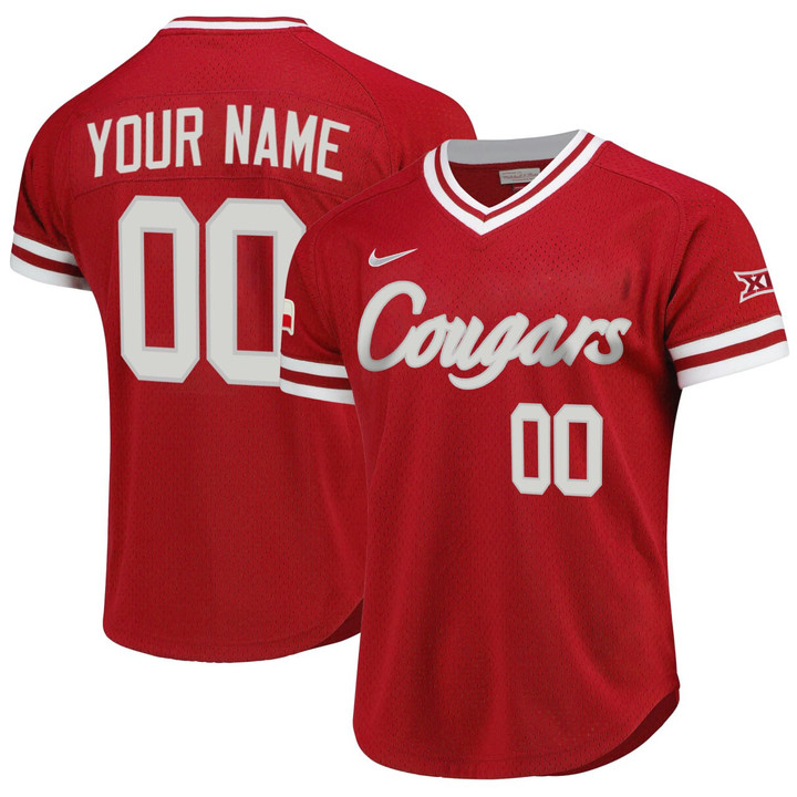 Houston Cougars Baseball Custom Red Jersey - All Stitched