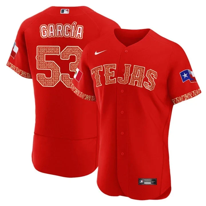 Adolis Garcia Texas Rangers Mexican Red Jersey - All Stitched