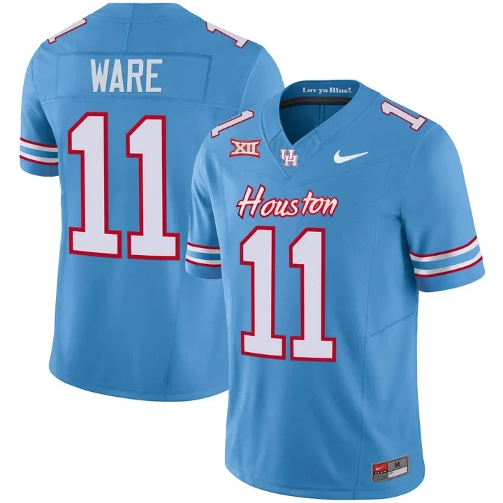 Andre Ware Houston Cougars 2023 Oilers Inspired Light Blue Jersey - All Stitched