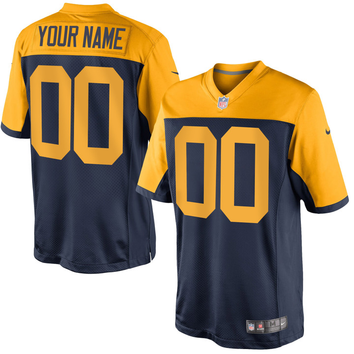 Green Bay Packers Throwback Navy Alternate Custom Jersey - All Stitched