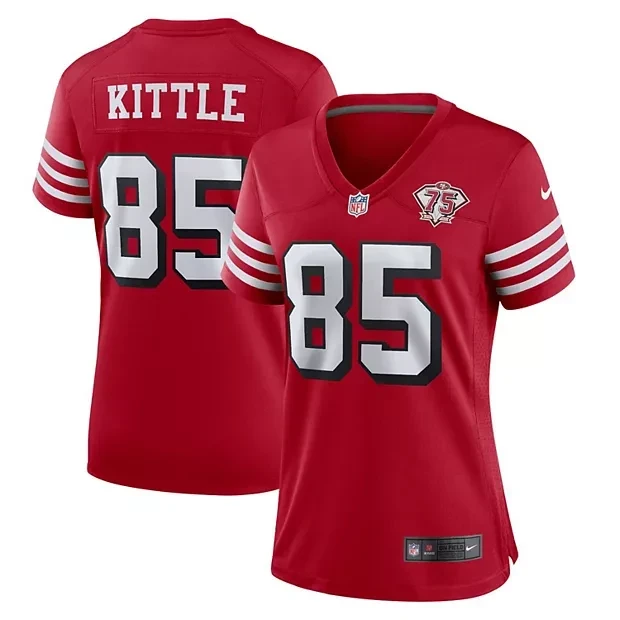 Women's George Kittle San Francisco 49ers Scarlet 75th Patch Jersey - All Stitched