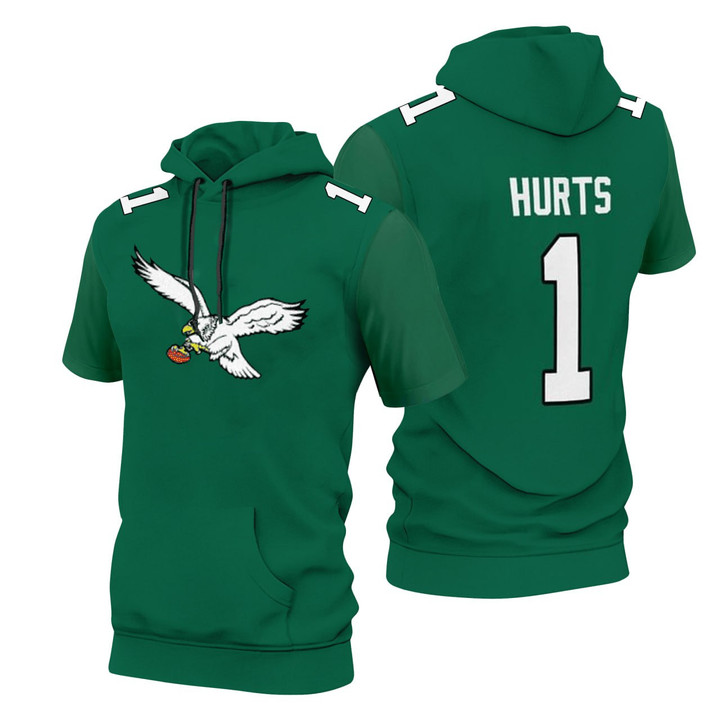 Jalen Hurts Philadelphia Eagles Kelly Green Hoodie T-Shirt - All Stitched