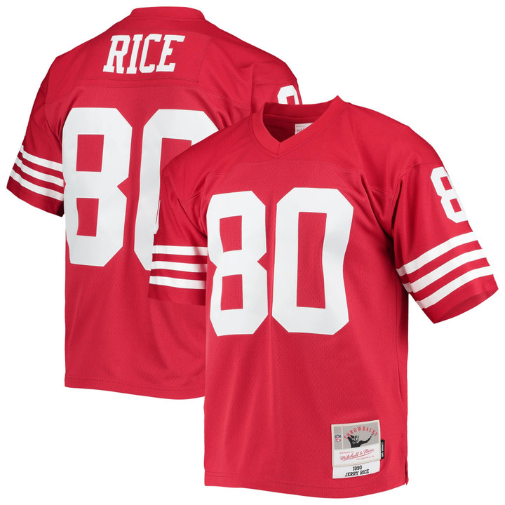 Jerry Rice San Francisco 49ers 1990 Retired Scarlet Jersey - All Stitched