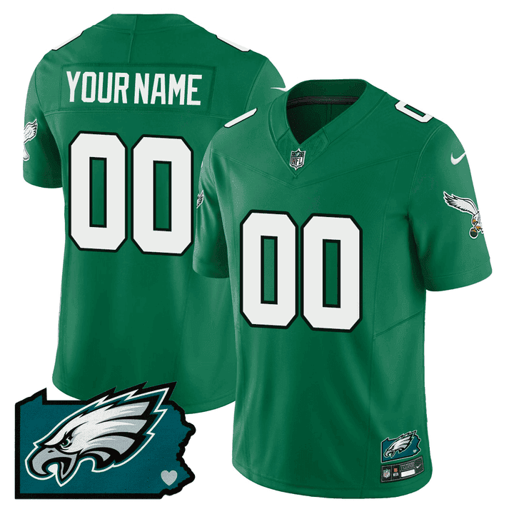 Philadelphia Eagles Pennsylvania State Map Patch Custom Jersey - All Stitched
