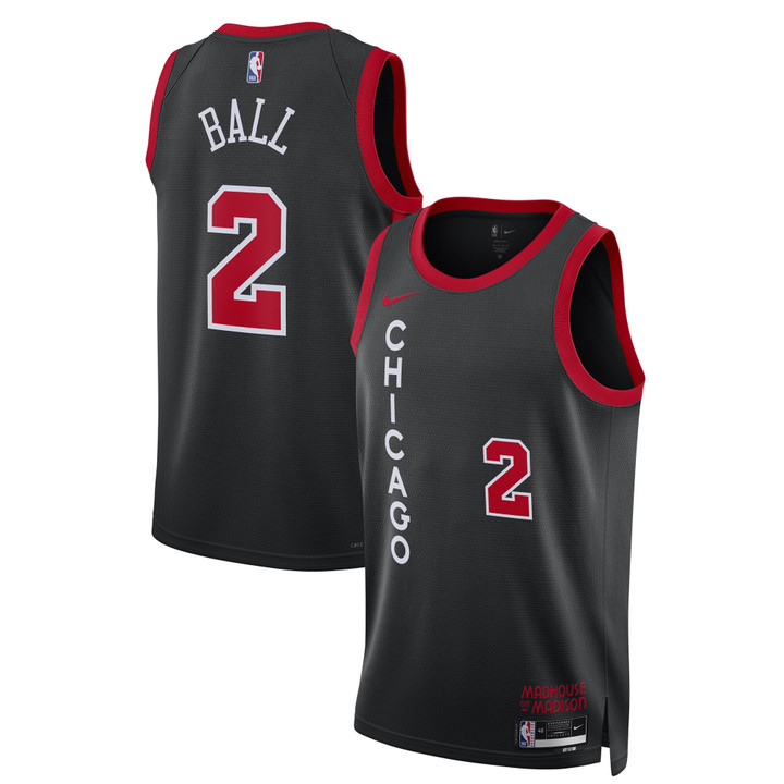 Lonzo Ball Chicago Bulls 2024 City Edition Jersey Black - All Stitched