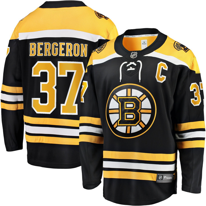 Patrice Bergeron Boston Bruins Captain Patch Home Breakaway Jersey - All Stitched