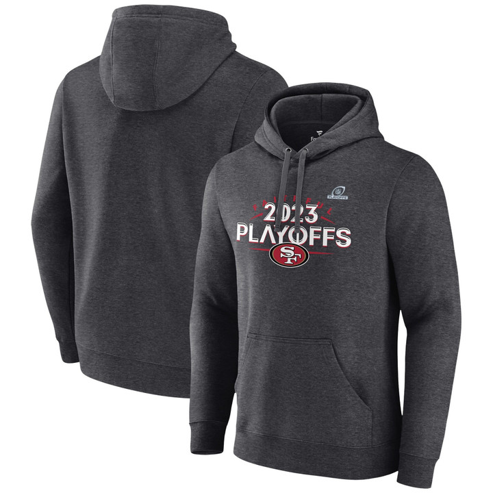San Francisco 49ers 2023 NFL Playoffs Hoodie - Heather Charcoal - Printed