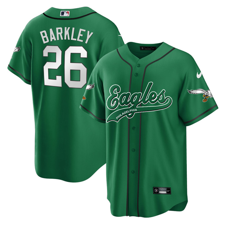 Saquon Barkley Eagles Kelly Green Baseball Jersey - All Stitched
