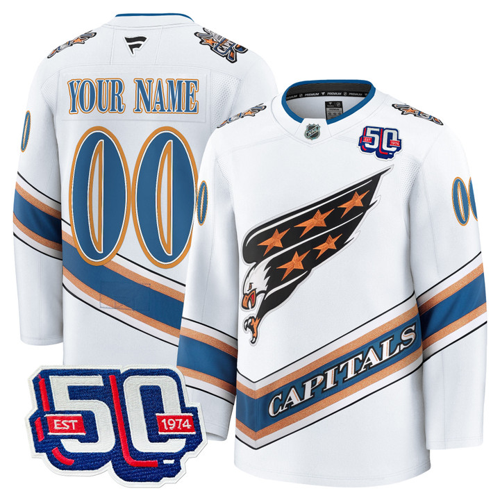 Washington Capitals Screaming Eagle Alternate 50th Anniversary Premium Custom Jersey - All Stitched