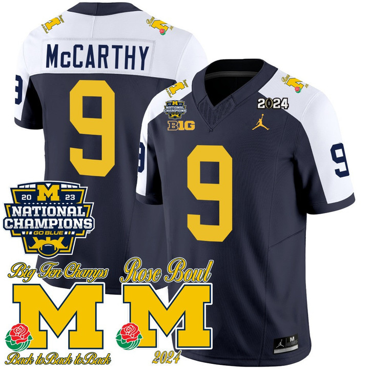 Men's Michigan Wolverines Vapor Stitched Jersey - Rose Bowl - 2024 National Champions Patch