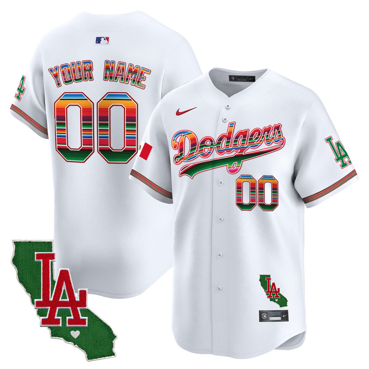Dodgers Mexico California Patch Vapor Premier Limited Custom Jersey - All Stitched