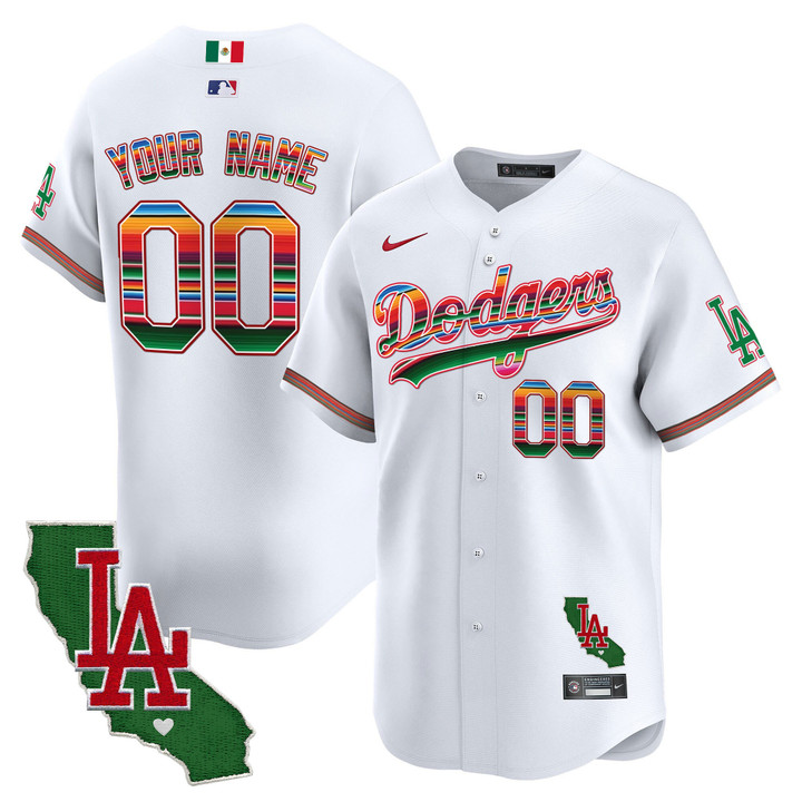Dodgers Mexico California Patch Vapor Premier Limited Custom Jersey V2 - All Stitched
