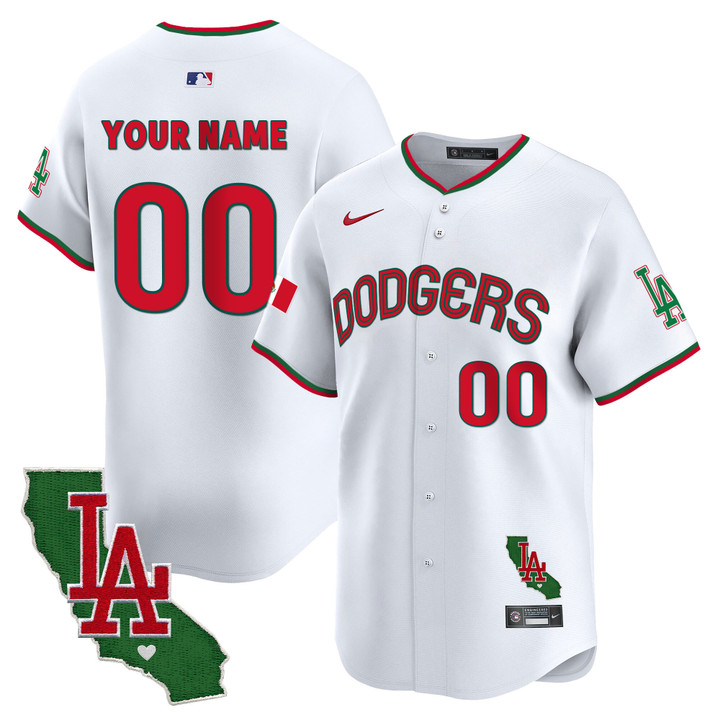 Dodgers Mexico California Patch Vapor Premier Limited Custom Jersey V3 - All Stitched