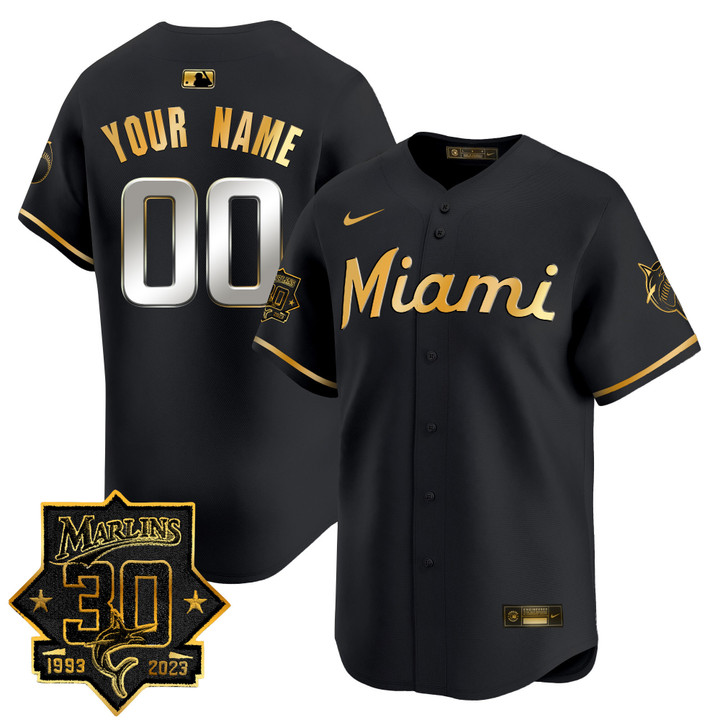 Miami Marlins 30 Seasons Anniversary Patch Vapor Premier Limited Custom Jersey – All Stitched