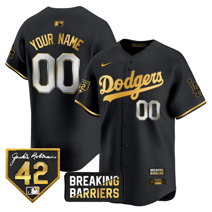 Dodgers Jackie Robinson Breaking Barriers Patch Vapor Premier Limited Custom Jersey - All Stitched