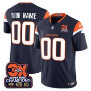 Denver Broncos 3-Time Champions Patch Vapor Limited Custom Jersey - All Stitched