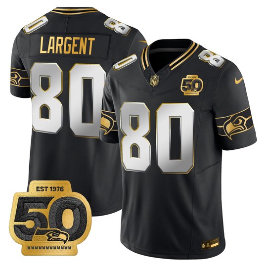 Men's Seattle Seahawks 50th Anniversary Patch Gold Vapor Limited Jersey - All Stitched