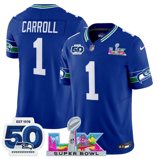 Men's Seattle Seahawks "Super Bowl LX & 50th Patch" Vapor Limited Jersey - All Stitched